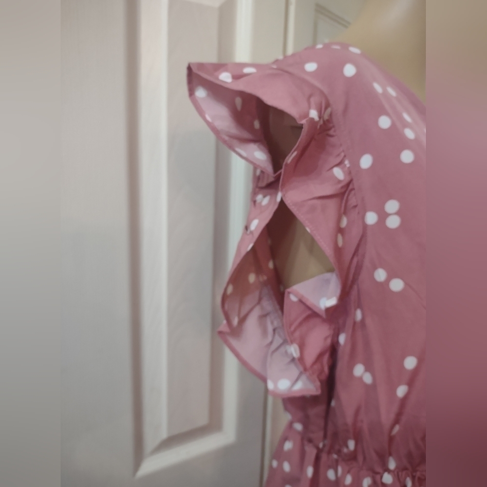 Nwt Pat Pat women's pink with white polka dots size large dress - Picture 2 of 8